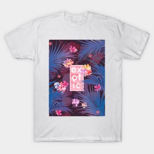 Exotic floral collage with purple palma and flwers T-Shirt